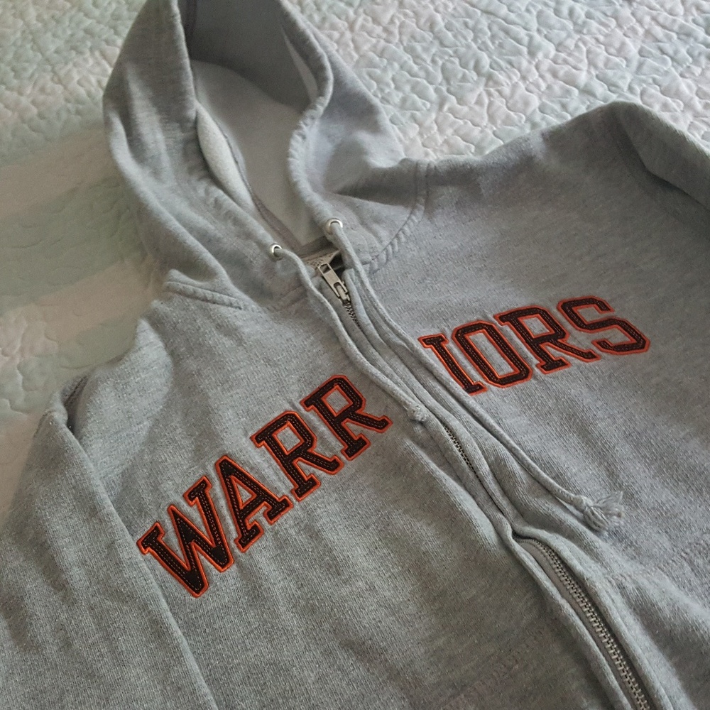 Vintage Warriors Zip Up Hoodie Jacket Gray Medium